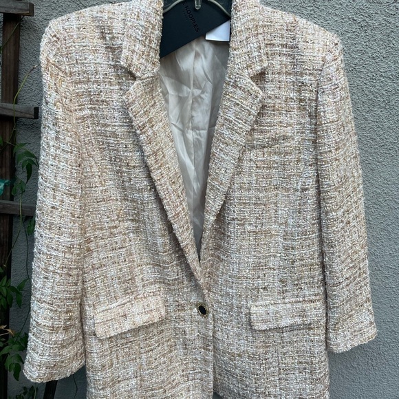 The Kooples Long Glam Tweed Blazer in Beige New with Tags! - Picture 6 of 16